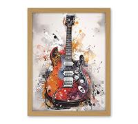 Artery8 Electric Mandolin Guitar Instrument Modern Watercolour Illustration Artwork Framed Wall Art Print 18X24 Inch