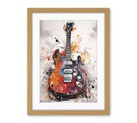 Artery8 Electric Mandolin Guitar Instrument Modern Watercolour Illustration Artwork Framed Wall Art Print 18X24 Inch