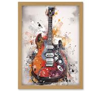 Artery8 Electric Mandolin Guitar Instrument Modern Watercolour Illustration Artwork Framed Wall Art Print A4