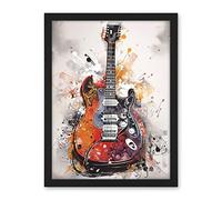 Artery8 Electric Mandolin Guitar Instrument Modern Watercolour Illustration Artwork Framed Wall Art Print 18X24 Inch