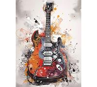 Artery8 Electric Mandolin Guitar Instrument Modern Watercolour Illustration Extra Large XL Wall Art Poster Print