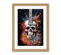 Artery8 Electric Skull Guitar Death Metal Music Concept Splatter Art Modern Acrylic Painting Artwork Framed Wall Art Print 18X24 Inch