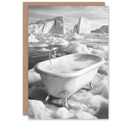 Artery8 Elegant Bathtub Polar Ice Cap Black White Surreal Greeting Card Artery8 White