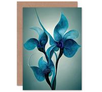 Artery8 Elegant Blue Orchid Lily for Wife Her Mum Sister Daughter Mom Gran Nan Birthday Mothers Day Sympathy Blank Art Greeting Card
