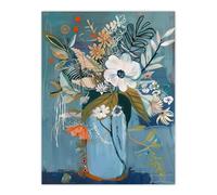 Artery8 Elegant Botanical Bouquet Flowers in Blue Vase Wall Art Print | Size: W12" x H16" Artery8 Blue W12" x H16"
