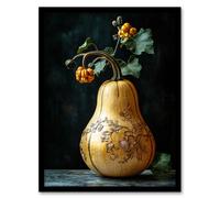 Artery8 Elegant Butternut Squash Filigree Vine Detail Framed Art Print in Orange | Size: A4 Artery8 Orange A4