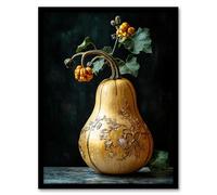 Elegant Butternut Squash Filigree Vine Detail Framed Art Print Artery8 Orange A4