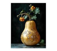 Elegant Butternut Squash Filigree Vine Detail Wall Art Print Artery8 Orange W24 inch x H32 inch