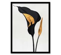 Artery8 Elegant Calla Lily Black Gold Floral Painting Living Room Artwork Framed Wall Art Print A4