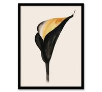 Artery8 Elegant Calla Lily Flower Bloom Black Gold Floral Framed Wall Art | Size: A4 Artery8 Black A4