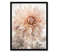 Artery8 Elegant Dahlia Soft Pastel Flower Aesthetic Calm Pastel Tone Petals Artwork Framed Wall Art Print A4