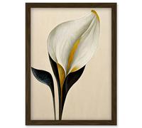 Artery8 Elegant Modern Calla Lily Black Gold Beige Artwork Framed Wall Art Print A4 in Brown Artery8 Brown