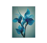 Artery8 Elegant Orchid Flowers Floral Canvas Wall Art Print in Blue | Size: W24" x H32" Artery8 Blue W24" x H32"