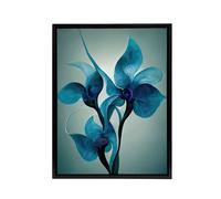 Artery8 Elegant Orchid Flowers Floral Framed Canvas Wall Art Print in Blue | Size: W18" x H24" Artery8 Blue W18" x H24"