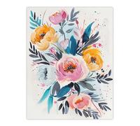 Artery8 Elegant Peony Flower Bouquet Floral Watercolour Living Room Large Wall Art Poster Print Thick Paper 18X24 Inch