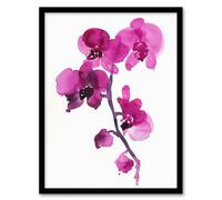Elegant Pink Orchid Abstract Floral Watercolour Framed Wall Art Artery8 Pink A4