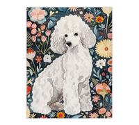 Artery8 Elegant Poodle Dog Lover Pet with Wildflowers Wall Art Print | Size: W12" x H16" Artery8 Multicolor W12" x H16"