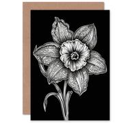Artery8 Elegant Single Batik Daffodil Flower for Wife Her Mum Sister Daughter Mom Gran Nan Birthday Thank You Congratulations Blank Art Greeting Card