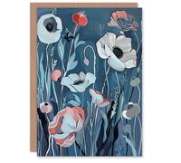 Artery8 Elegant Spring Wildflowers Blue Pink Painting Birthday Art Card Artery8 Blue