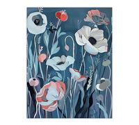 Artery8 Elegant Spring Wildflowers Blue Pink Painting Living Room Extra Large XL Wall Art Poster Print
