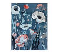 Artery8 Elegant Spring Wildflowers Blue Pink Painting Wall Art Print | Size: W12" x H16" Artery8 Blue W12" x H16"
