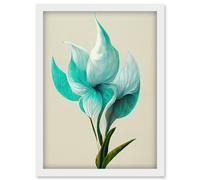 Artery8 Elegant White Aqua Calla Lilies Painting Artwork Framed Wall Art Print A4 Artery8 White