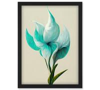 Artery8 Elegant White Aqua Calla Lilies Painting Wall Art Print - A4 Size