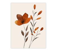 Artery8 Elegant Wildflower Bloom Amber Floral Watercolour Living Room Extra Large XL Wall Art Poster Print