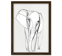 Artery8 Elephant Minimal Line Simple Drawing Illustration Artwork Framed Wall Art Print A4