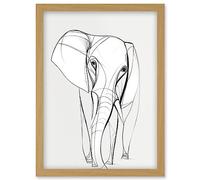 Artery8 Elephant Minimal Line Simple Drawing Illustration Artwork Framed Wall Art Print A4