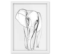 Artery8 Elephant Minimal Line Simple Drawing Illustration Artwork Framed Wall Art Print A4