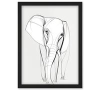 Artery8 Elephant Minimal Line Simple Drawing Illustration Artwork Framed Wall Art Print A4 in Black Artery8 Black