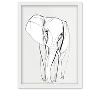 Elephant Minimal Line Simple Drawing Illustration Artwork Framed Wall Art Print A4 Artery8 White One Size
