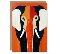 Artery8 Elephant Orange White Black Graphic Design Greeting Birthday Card Him Her All Blank
