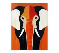 Artery8 Elephant Orange White Black Graphic Design Living Room Extra Large XL Wall Art Poster Print