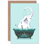 Artery8 Elephant Shower Greetings Card in Blue Artery8 Blue