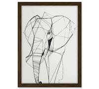 Artery8 Elephant Simple Polygon Line Drawing Illustration Artwork Framed A3 Wall Art Print