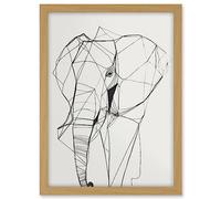 Artery8 Elephant Simple Polygon Line Drawing Illustration Artwork Framed A3 Wall Art Print