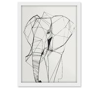 Artery8 Elephant Simple Polygon Line Drawing Illustration Artwork Framed A3 Wall Art Print