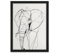 Artery8 Elephant Simple Polygon Line Drawing Illustration Artwork Framed A3 Wall Art Print