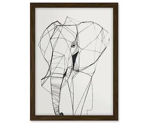 Artery8 Elephant Simple Polygon Line Drawing Illustration Artwork Framed A3 Wall Art Print