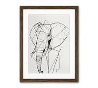 Artery8 Elephant Simple Polygon Line Drawing Illustration Artwork Framed Wall Art Print 18X24 Inch