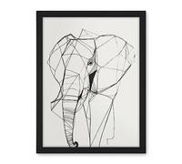 Artery8 Elephant Simple Polygon Line Drawing Illustration Artwork Framed Wall Art Print 18X24 Inch