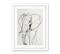 Artery8 Elephant Simple Polygon Line Drawing Illustration Artwork Framed Wall Art Print 18X24 Inch