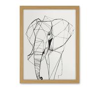Artery8 Elephant Simple Polygon Line Drawing Illustration Artwork Framed Wall Art Print 18X24 Inch