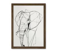 Artery8 Elephant Simple Polygon Line Drawing Illustration Artwork Framed Wall Art Print 18X24 Inch