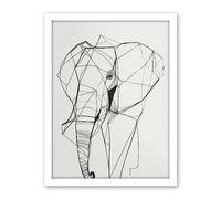 Artery8 Elephant Simple Polygon Line Drawing Illustration Artwork Framed Wall Art Print 18X24 Inch