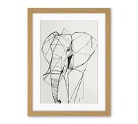 Artery8 Elephant Simple Polygon Line Drawing Illustration Artwork Framed Wall Art Print 18X24 Inch