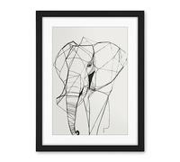 Artery8 Elephant Simple Polygon Line Drawing Illustration Artwork Framed Wall Art Print 18X24 Inch