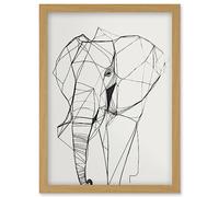 Artery8 Elephant Simple Polygon Line Drawing Illustration Artwork Framed Wall Art Print A4